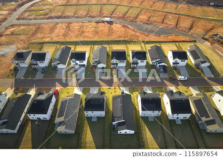 Ground prepared for building of new residential houses in South Carolina suburban development area. Concept of growing american suburbs 115897654