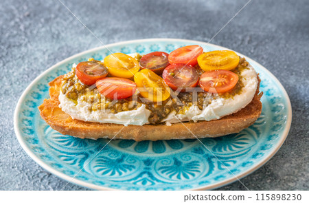 Burrata tomato bruschetta Burrata tomato bruschetta 115898230