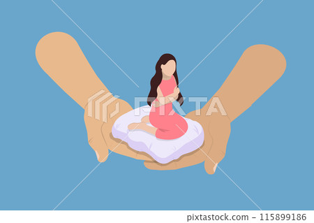3D Isometric Flat Vector Illustration of Self Care, Caring for Oneself through Love and Acceptance. 115899186