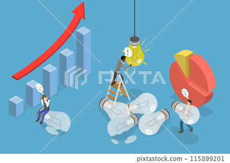 3D Isometric Flat Vector Illustration of Business Fail, Striving for Success in Aspiration 115899201