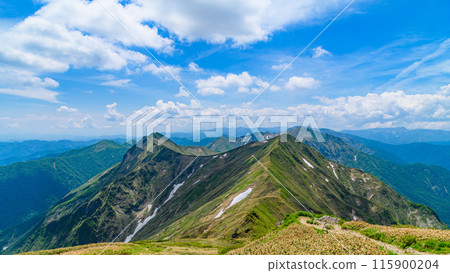 Tanigawa mountain range and main ridgeline in early summer 115900204