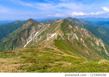 Tanigawa mountain range and main ridgeline in early summer Tanigawa mountain range and main ridgeline in early summer 115900206