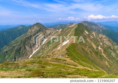 Tanigawa mountain range and main ridgeline in early summer Tanigawa mountain range and main ridgeline in early summer 115900207