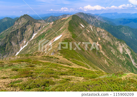 Tanigawa mountain range and main ridgeline in early summer Tanigawa mountain range and main ridgeline in early summer 115900209
