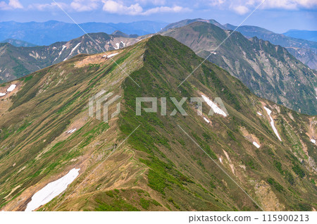 Tanigawa mountain range and main ridgeline in early summer 115900213