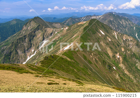 Tanigawa mountain range and main ridgeline in early summer 115900215