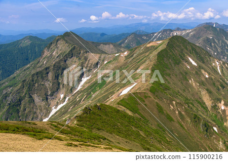Tanigawa mountain range and main ridgeline in early summer 115900216