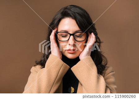 Mature woman is suffered, headache. Migraine, massages temples, magnetic storms Mature woman is suffered, headache. Migraine, massages temples, magnetic storms 115900260
