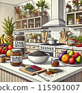 Modern kitchen and healthy food 115901007