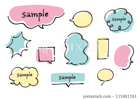 Hand-drawn speech bubble illustration set 115901391