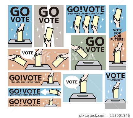 Vector illustration set of voting in a ballot box Vector illustration set of voting in a ballot box 115901546