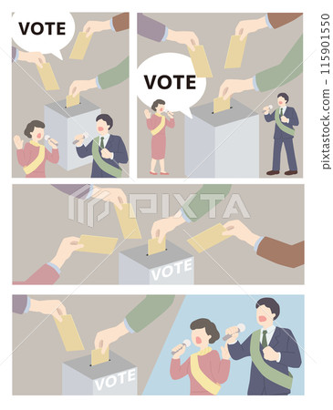 投票箱中投票的向量插圖集 115901550