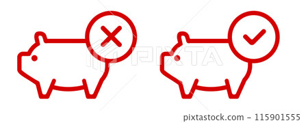 No pork design forbidden non halal kosher food label stamp prohibition red circle cross check mark 115901555