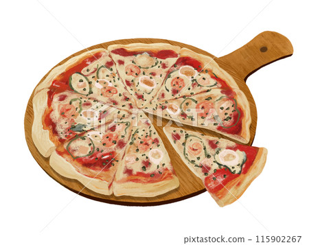 Seafood pizza (cut) plate included Seafood pizza (cut) plate included 115902267