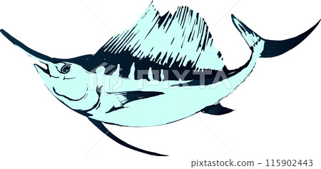 馬林金槍魚的水平插圖 馬林金槍魚的水平插圖 115902443