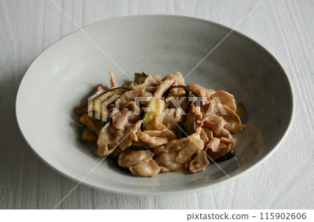 Stir-fried miso with eggplant and pork Stir-fried miso with eggplant and pork 115902606