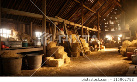 有稻草的農夫穀倉,農業景觀 有稻草的農夫穀倉,農業景觀 115902798