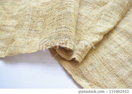 brown sackcloth texture background, crumpled burlap fabric textile for design 115902933