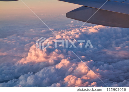 從飛機上看到的日落雲海 115903056