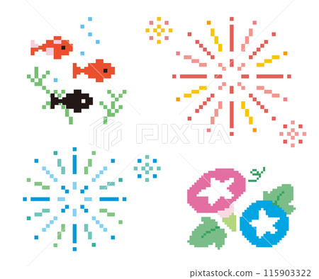 夏季圖像插圖集像素藝術 115903322