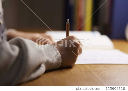 高中女生在房間裡學習入學考試 115904318