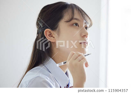 High school girls taking classes in a school classroom 115904357