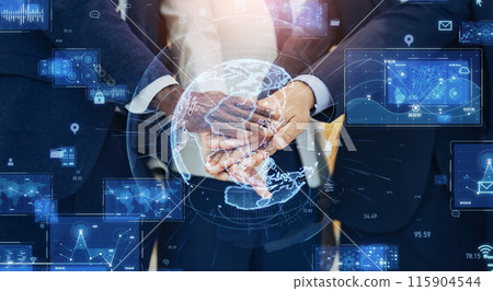 Multinational business people united in a global network 115904544