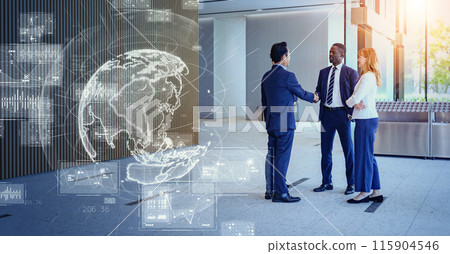 跨國商人握手與全球網絡 115904546