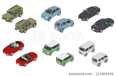 等距插圖：汽車套裝 115904549