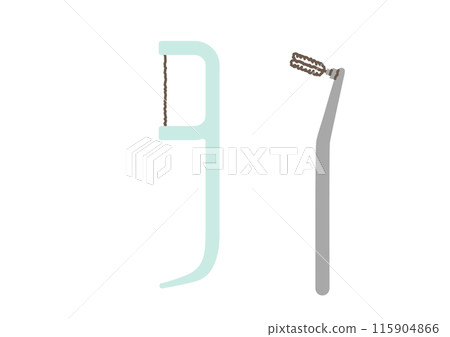 Illustration of dental floss and interdental brush Illustration of dental floss and interdental brush 115904866