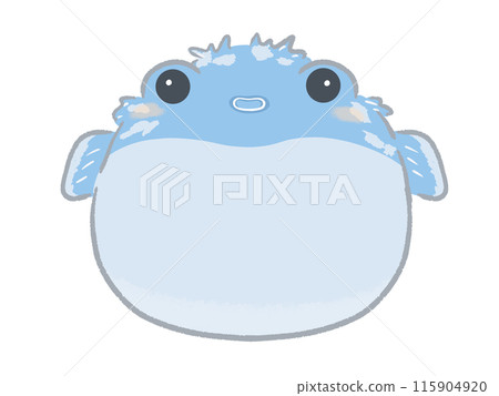 Illustration of a cute puffer fish facing forward 115904920