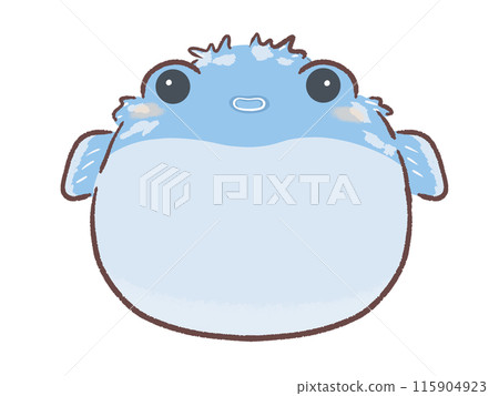 Illustration of a cute puffer fish facing forward 115904923