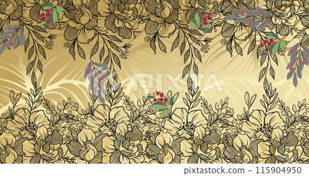 Image of falling branches over floral background Image of falling branches over floral background 115904950
