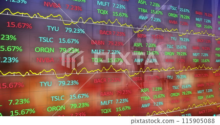 Image of data processing over business people walking 115905088
