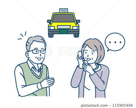 搭乘計程車的老人 電話叫計程車的老人 115905494