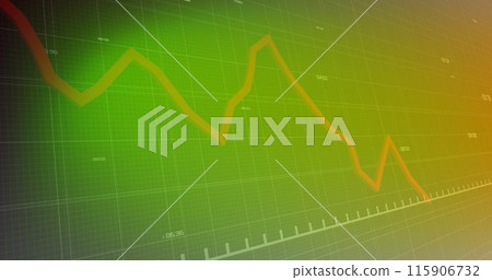 Image of financial data processing over green background 115906732