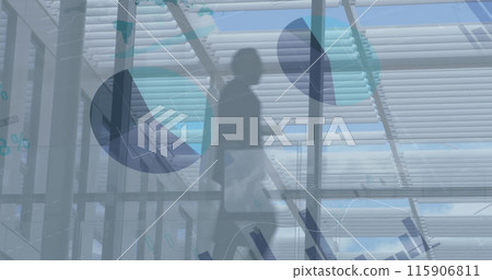 Image of financial data processing over walking businessmen Image of financial data processing over walking businessmen 115906811