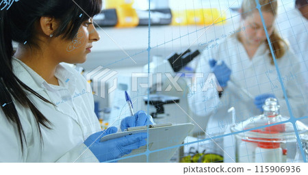 Image of mathematical equations over group of diverse scientists in lab Image of mathematical equations over group of diverse scientists in lab 115906936