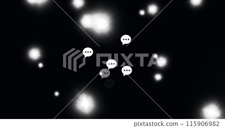 Image of social media icons over black background with white dots 115906982