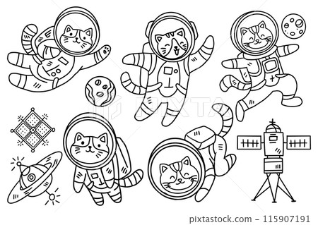 A series of cats in space suits 115907191