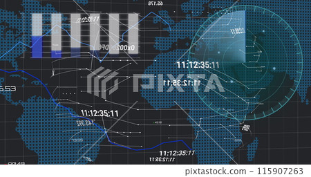 Image of data processing over black background Image of data processing over black background 115907263