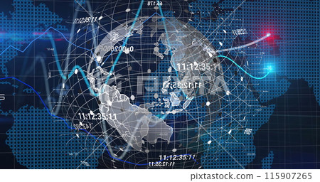 Image of data processing over blue background Image of data processing over blue background 115907265