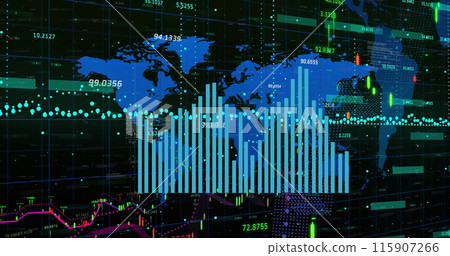 Image of data processing over black background Image of data processing over black background 115907266