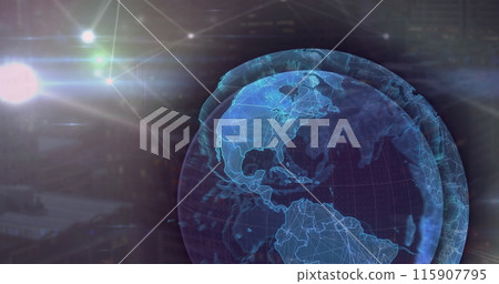 Image of globe over network of connections and data processing Image of globe over network of connections and data processing 115907795