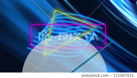 Image of shapes moving over circle 115907835