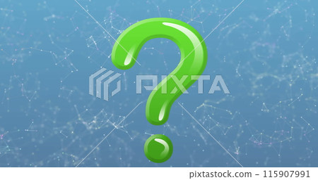 Image of question mark over network of connections on blue background Image of question mark over network of connections on blue background 115907991
