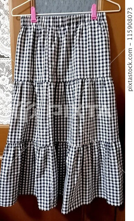Gingham check tiered skirt 115908073
