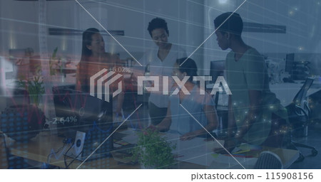 Image of network of connections over students and teacher 115908156