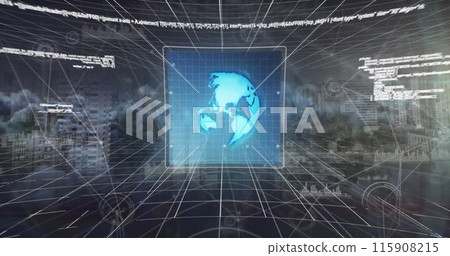 Image of 6g text, globe with network of connections and data processing Image of 6g text, globe with network of connections and data processing 115908215