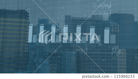 This image shows a cityscape with modern buildings and a clear sky This image shows a cityscape with modern buildings and a clear sky 115908233